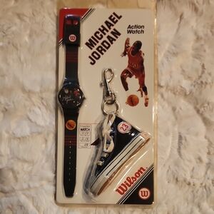Vintage Michael Jordan Action Watch W/Shoe Keychain